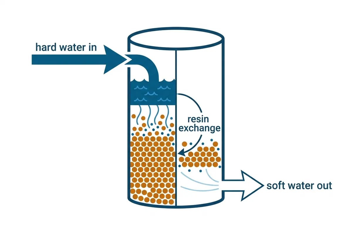 Diagram: daily grain load calculation for a commercial softener on 17-grain Las Vegas water